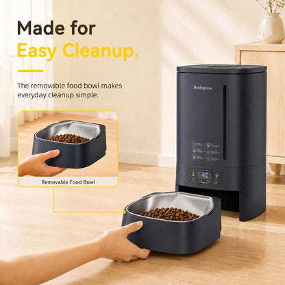 Amiapaw F2 Automatic Vacuum Pet Feeder with removable feeding bowl assembly for easy cleaning