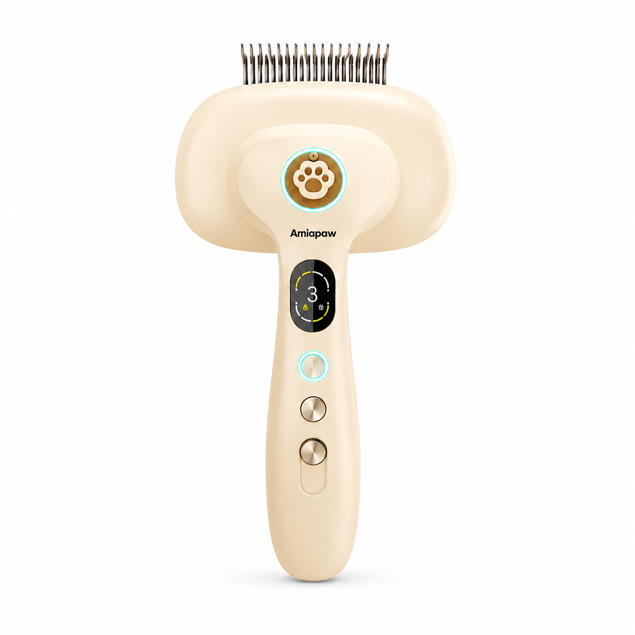 Amiapaw Smart Pet Grooming Brush for Cats and Dogs, 2-in-1 Detangling Comb, 35°C/40°C, TFT Display