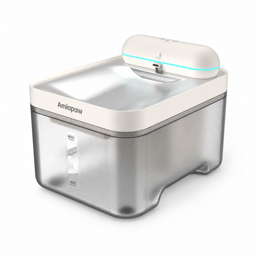 Amiapaw Cordless Pet Water Fountain, 4.5L, Infrared Sensor, 304 Stainless Steel Tray