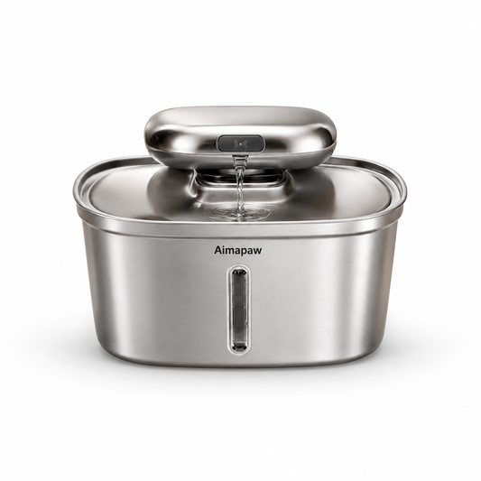 Amiapaw 3.2L Cordless Cat Water Fountain, Stainless Steel with Smart Mode and 4-Stage Filter